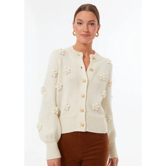 Tuckernuck Cream Camellia Cardigan Sweater size L large - Picture 5 of 5